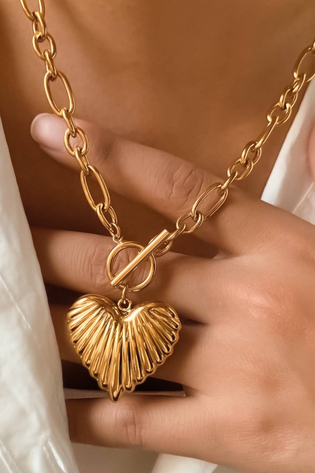 Heart of Gold 18K Plated Waterproof Necklace - The Grand Magnolia Boutique