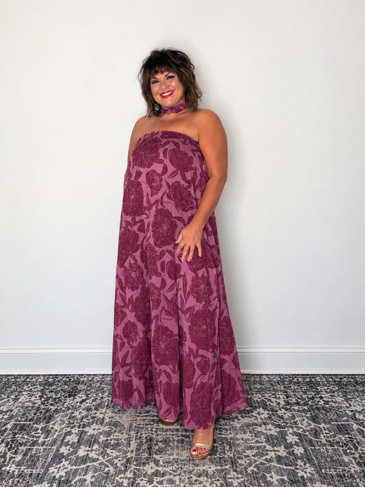 Bordeaux Blooms Maxi Dress by TCEC - The Grand Magnolia Boutique