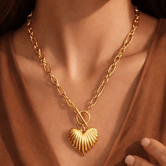 Heart of Gold 18K Plated Waterproof Necklace - The Grand Magnolia Boutique