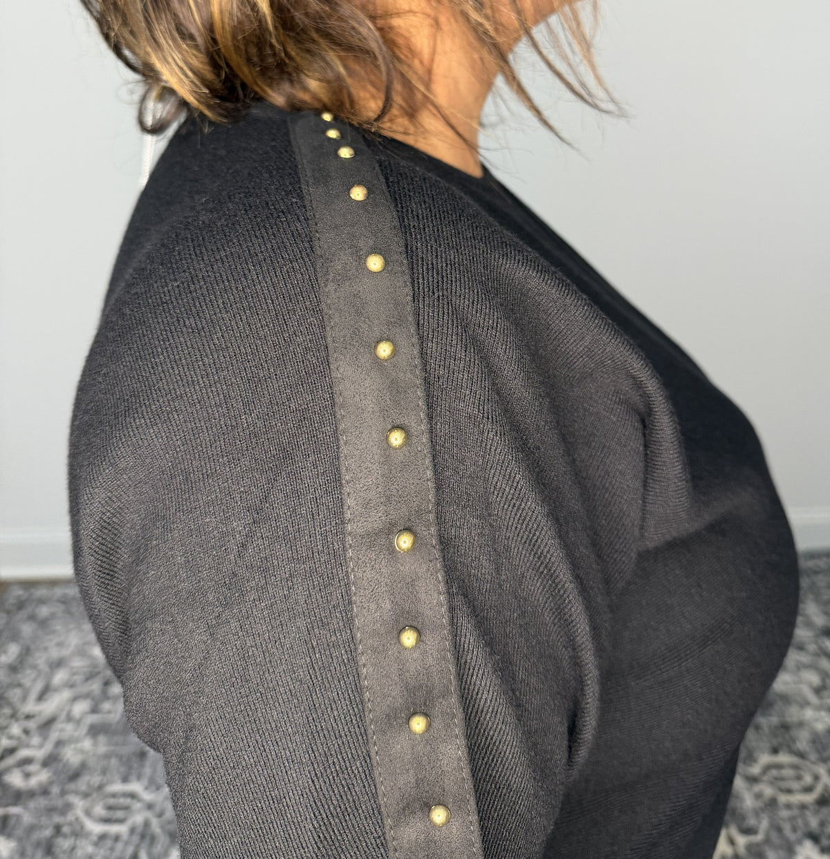 Midnight Glam Studded Knit Sweater by Entro - The Grand Magnolia Boutique