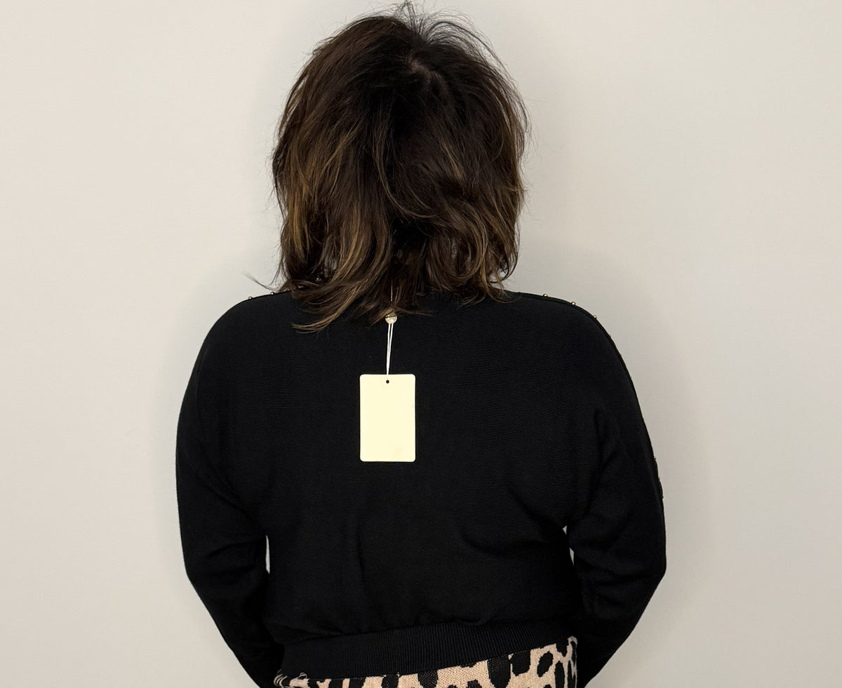 Midnight Glam Studded Knit Sweater by Entro - The Grand Magnolia Boutique