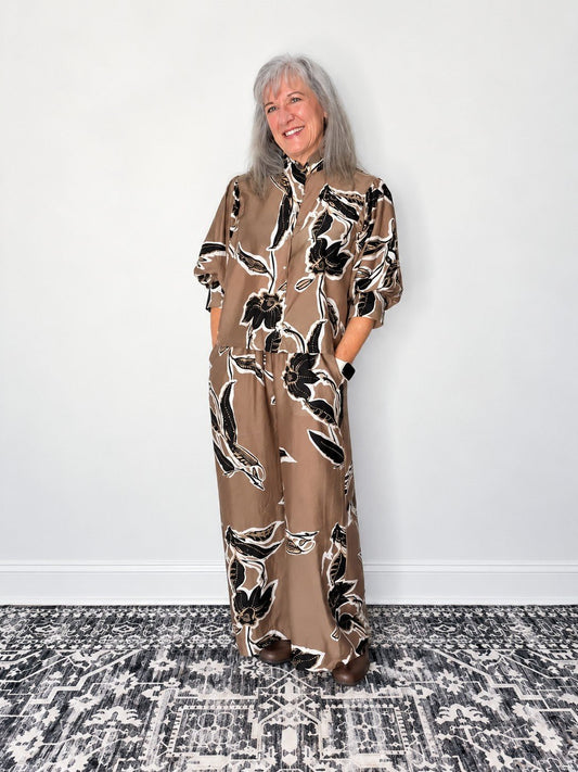 Mocha Muse Floral Pants by Glam - The Grand Magnolia Boutique