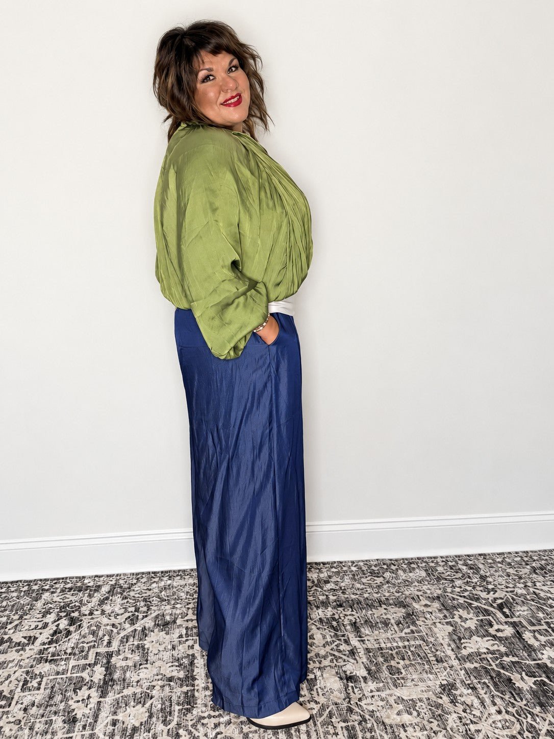 Olive Allure Satin Bomber Jacket by Glam - The Grand Magnolia Boutique