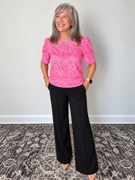 Pink Petals and Bow Blouse by Voy - The Grand Magnolia Boutique