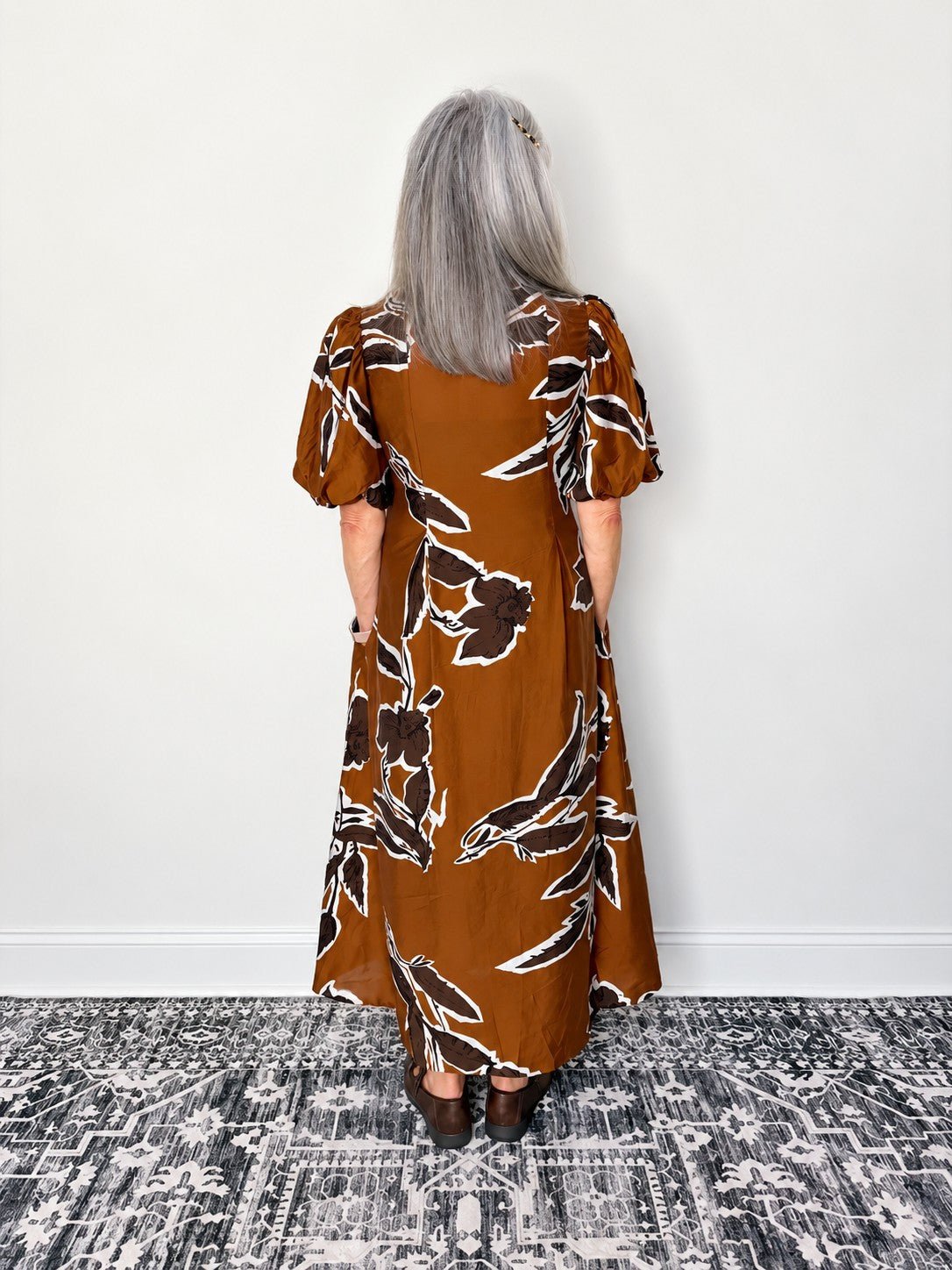 Rust & Romance Floral Midi Dress by Glam - The Grand Magnolia Boutique