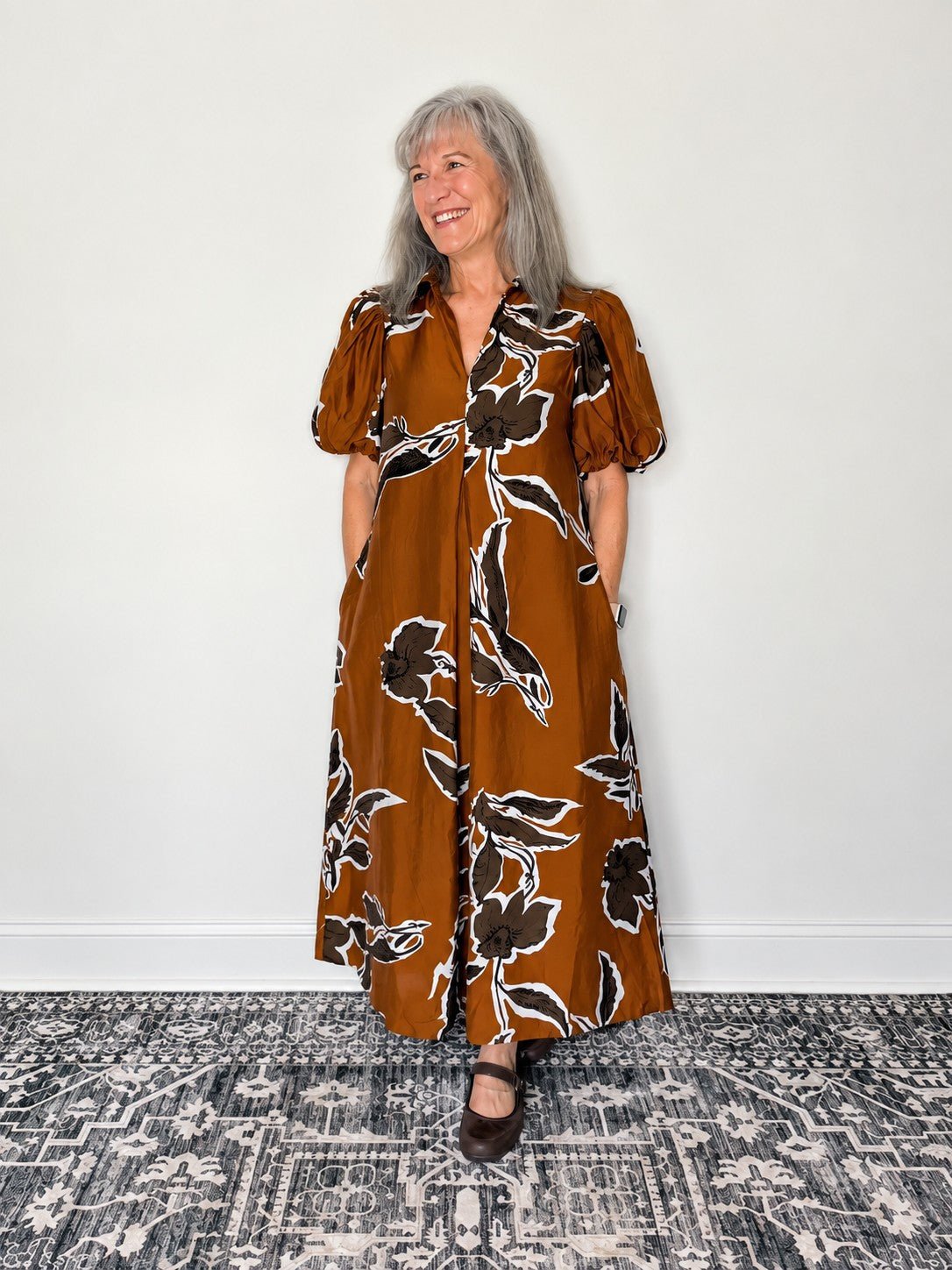 Rust & Romance Floral Midi Dress by Glam - The Grand Magnolia Boutique