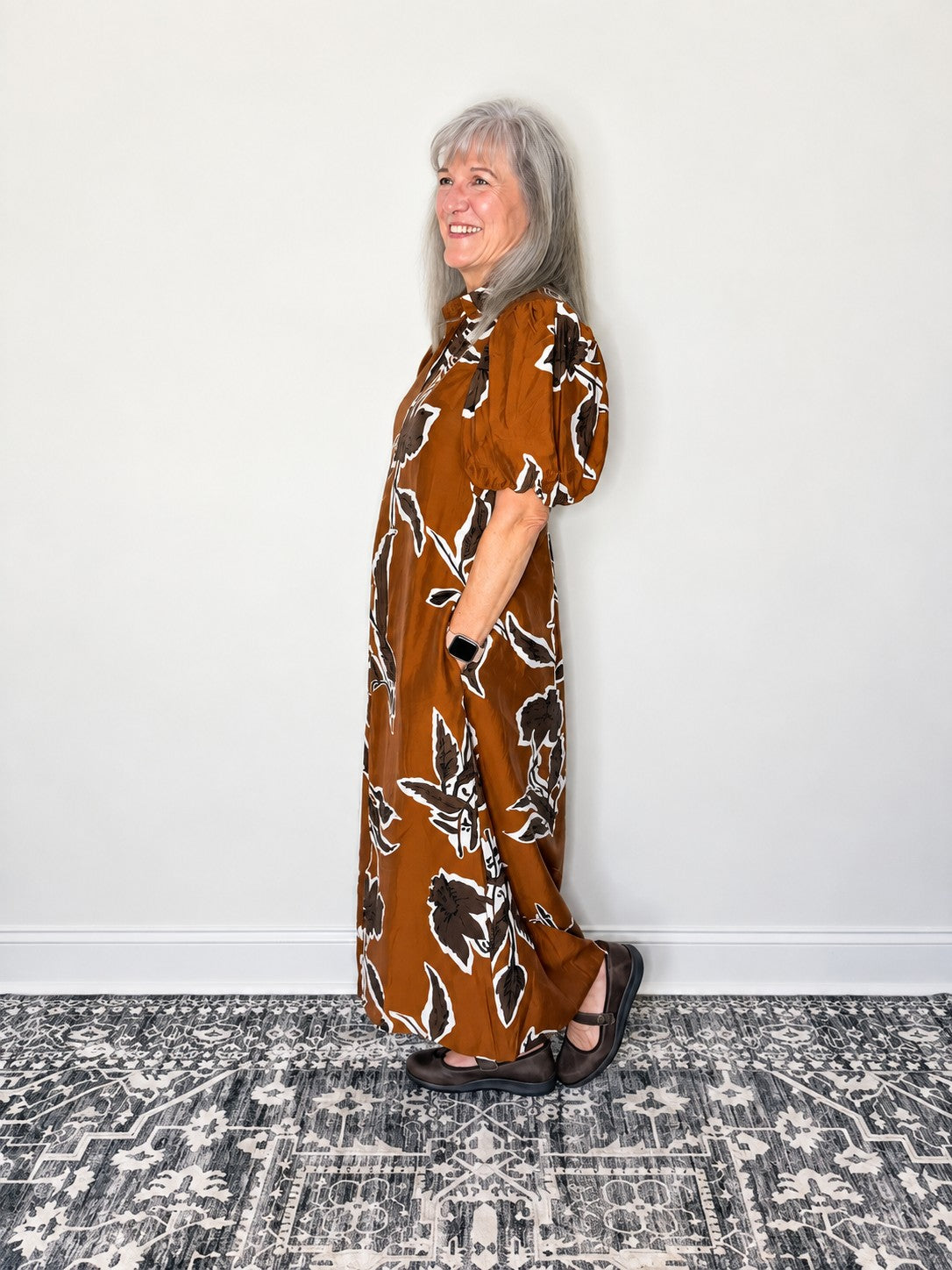 Rust & Romance Floral Midi Dress by Glam - The Grand Magnolia Boutique